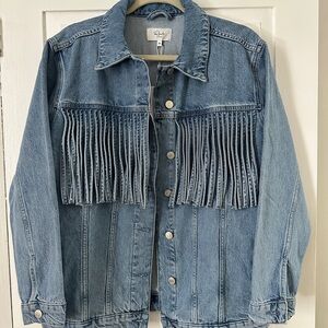 Rails Light Blue Denim Jacket with Fringe